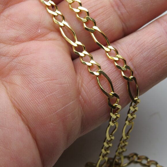 18k *925 Sterling Silver Figaro Link Necklace - Picture 2 of 3